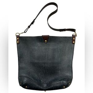 Unbranded Rustic Pebbled Leather Blue and Brown Adjustable Strap Shoulder Bag